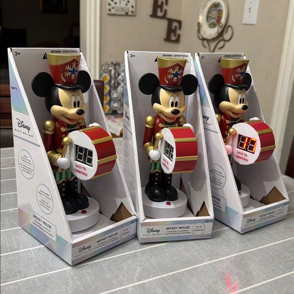 Set of 3 Mickey Mouse Led Magic Toy Soldier Countdown to Christmas "Speaks"